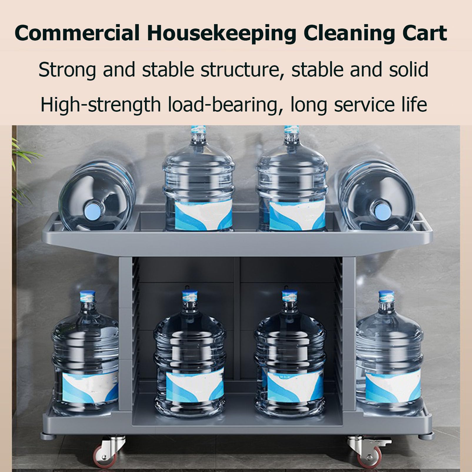 Carrito de limpieza resistente, organizador de limpieza grande para servicio de habitaciones, limpieza y lavado, ideal para escuelas, oficinas y empresas de limpieza