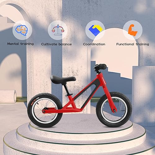 Miniatura 9 de SHATKA Bicicleta de equilibrio, marco de aleación de magnesio, bicicleta deportiva ligera de entrenamiento con neumáticos de espuma de goma de 12