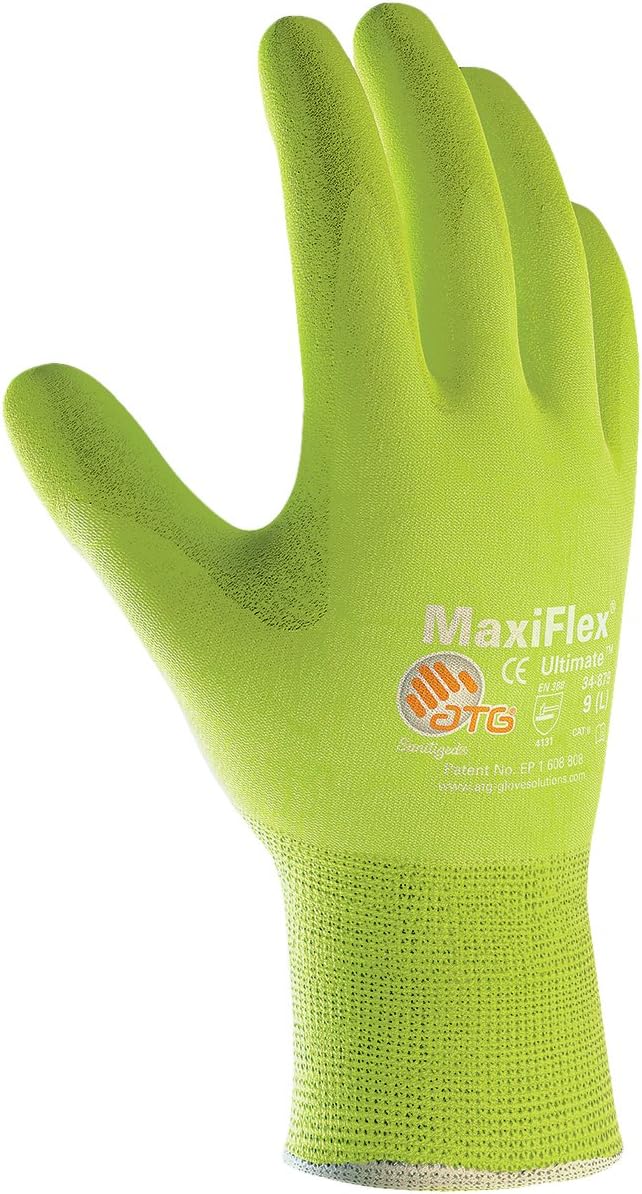 ATG 34-874FY/XXL Maxiflex Ultimate, 15G Hv Ylw Nylon Shell, Hv Ylw Nitrile Microfoam Hi-Vis Yellow