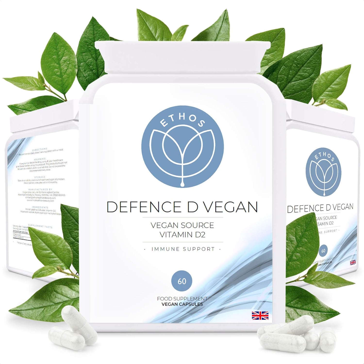 Defence D Vegan 4000IU Premium Bioavailable Vitamin D2 Vegan Source of Vitamin D Immune