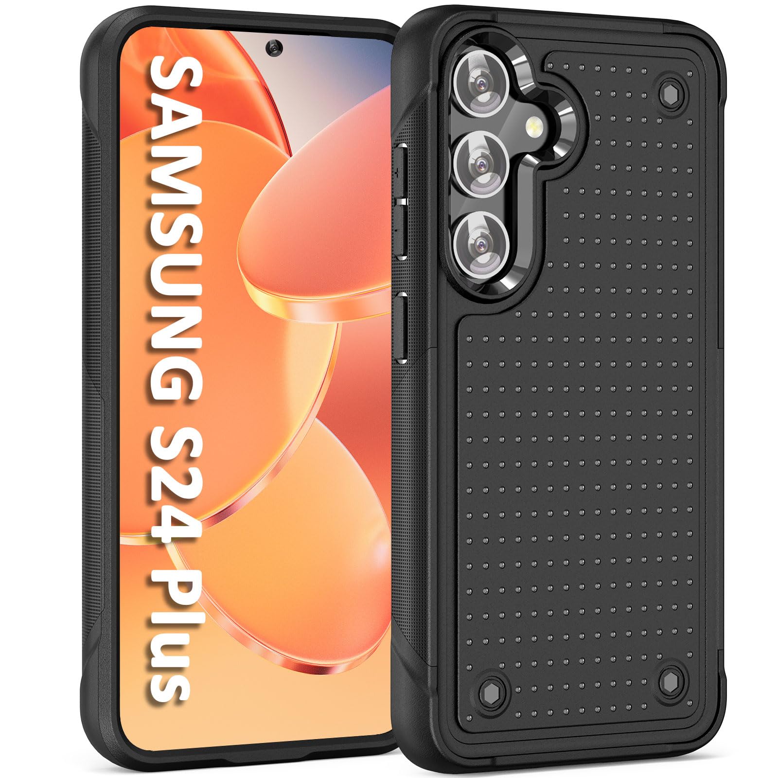 Coque pour Samsung Galaxy S24+/S24 Plus Cover,Antidérapant Antichoc Protection S24+Plus Étui,Arrière Rigide Coque pour Samsung Galaxy S24+/S24 Plus 6.7'' Noir