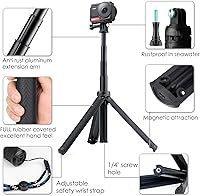 Vista 3 de Trípode de aluminio extensible para selfie stick de 28 pulgadas para GoPro Hero 13 12 11 10 9 8 7 6 5 Max Fusion/DJI, soporte de trípode 3 en 1