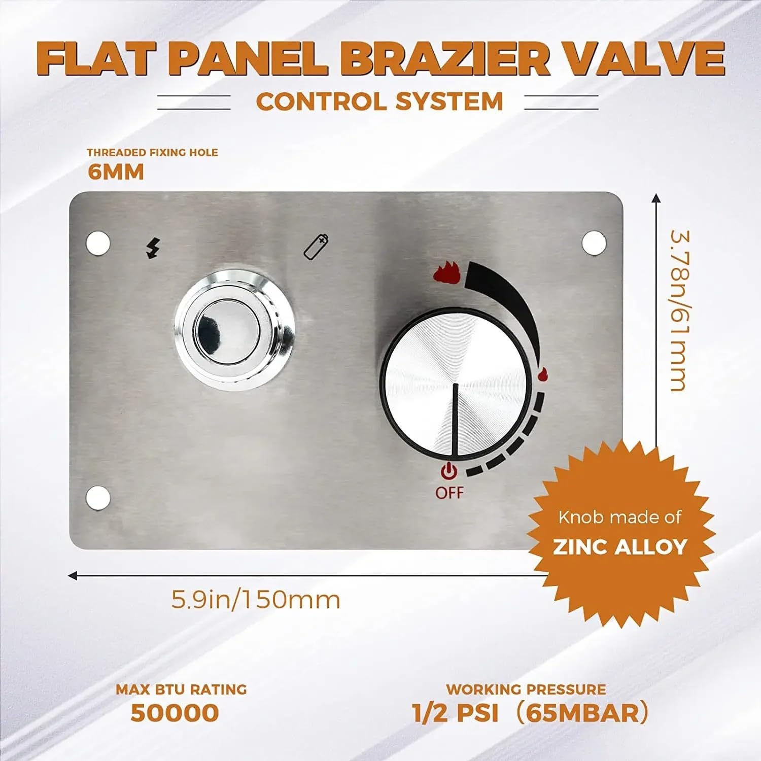 Sistema de Control brasero Panel plano, placa frontal acero inoxidable para fogón, quemador seguro Gas, calentador cinta encendido por chispa, 1 Juego