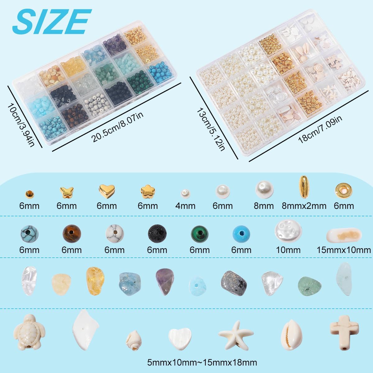 Jewelry Making Kits for Adults Women, 2000pcs 20 Colors Pearl Beads Crystal Beads Shell & Turquoise with Gold Beads Beading Kit for Bracelets, Necklace, Ring DIY Crafts Jewelry Making Supplies