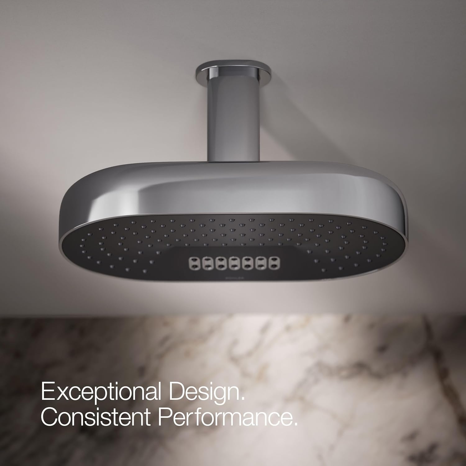 Kohler 26295-CP Statement® Oblong 14" two-function rainhead, 2.5 gpm, Polished Chrome