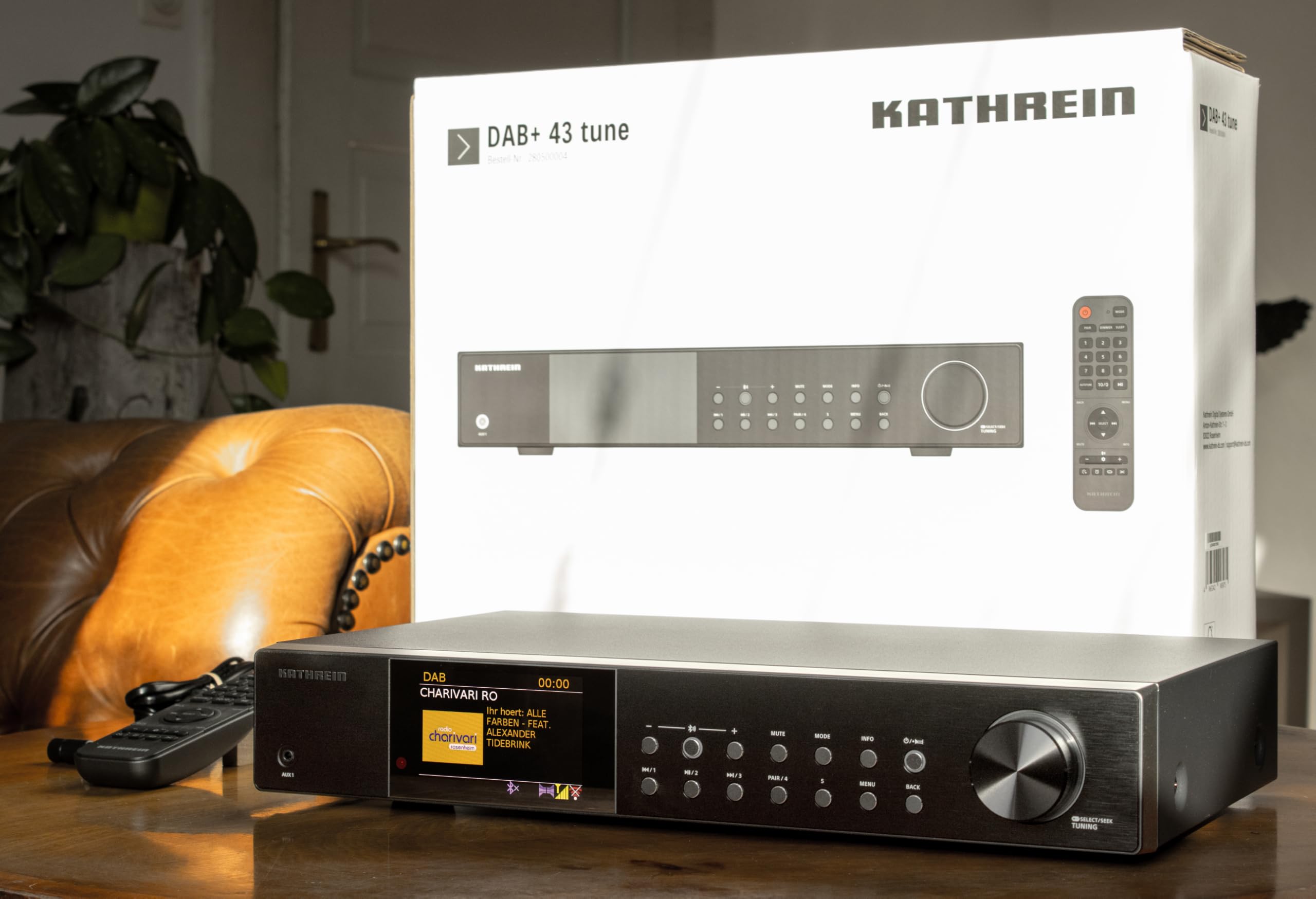 KATHREIN Internetradio DAB+ 43 Tune mit DAB+ und UKW-Empfang zur Erweiterung Einer HiFi Anlage, 2,4 GHz WLAN, Bluetooth, SpotifyConnect, Musik Streaming per UPnP | 4″ Farbdisplay, Streamingdienste Amazon Music, Spotify, Deezer, Bluetooth Audio Streaming,
