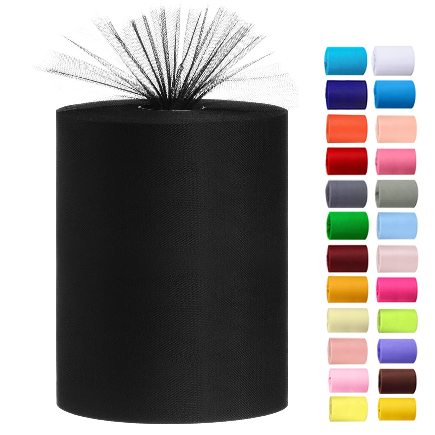 Tulle Rolls 6” by 100 Yards (300 feet) Tulle Roll Spool Fabric for DIY Tutu Skirts Wedding Baby Shower Crafts Decorations Party Supplies (White) — view 8