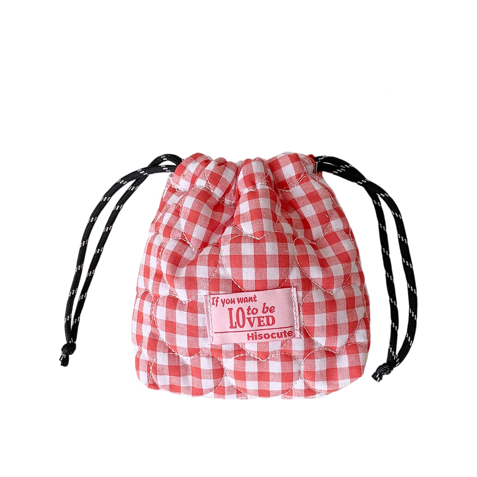 alloneslife Portable Travel Toiletry Bag Cosmetic Organizers Portable Makeup Pouches Quilted Heart Easy Open Heart Pattern Bag