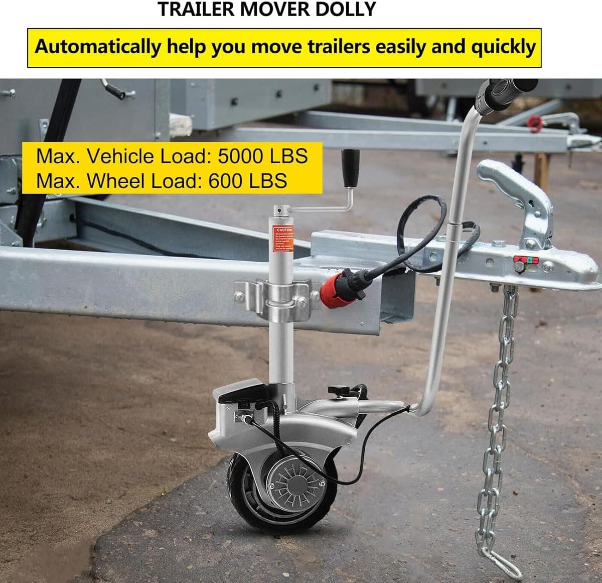 Electric Trailer Mover,350W Trailer Dolly Jack with Max Load 5504.5 lbs (2270 kg),Electric Motorised Jockey Wheel Mover with 5-7m/min Speed,Power Mover Maneuver Trailer Boat,for Caravan RV Camper