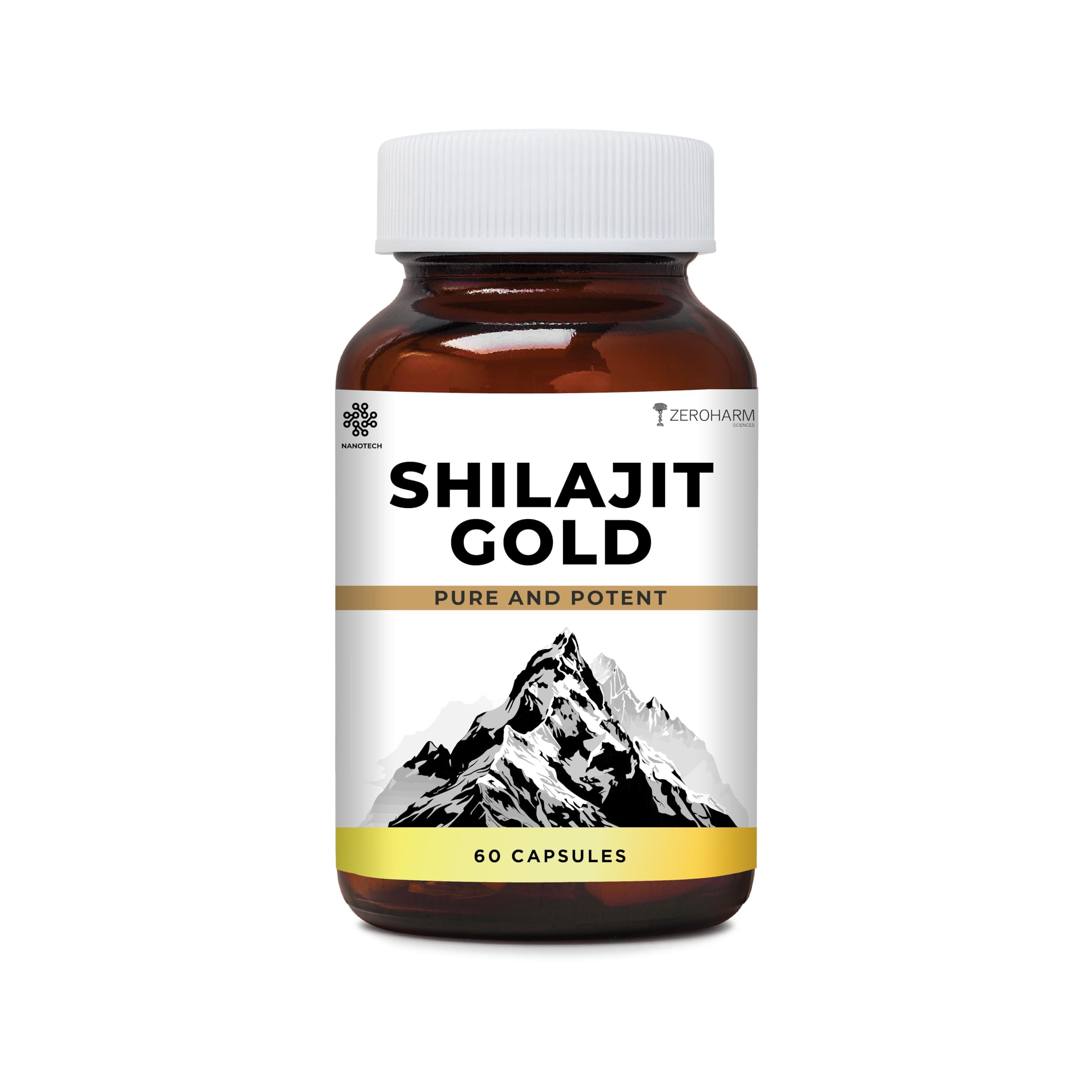 ZEROHARM Shilajit Gold 500 Mg Capsules|Pure Himalayan Shilajit|Fulvic Acid & 40+ Minerals|Boosts Energy, Immunity, Stamina, Cognitive Health & Performance|Nanoformulated|60 Caps|For Men & Women (B0D5BJVM75) Amazon Price History, Amazon Price Tracker