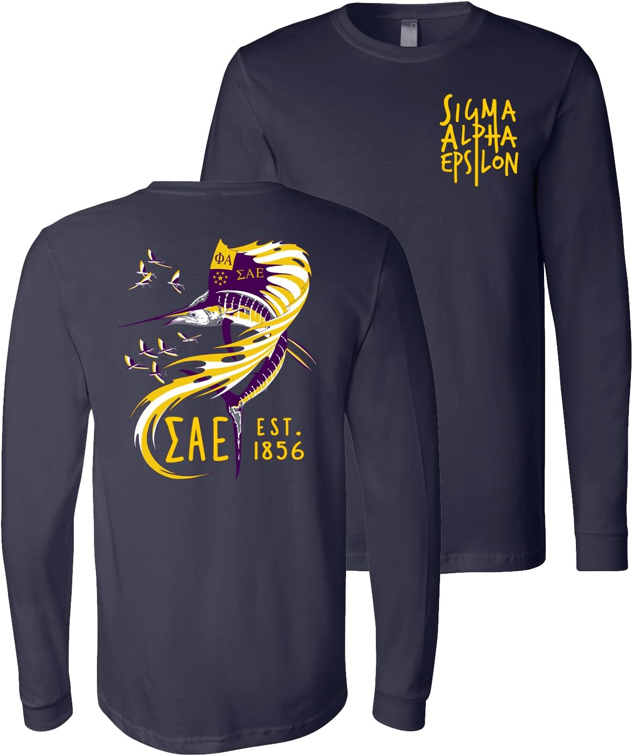 Sigma Alpha Epsilon Fraternity Sailfish Bella+Canvas Long Sleeve Shirt