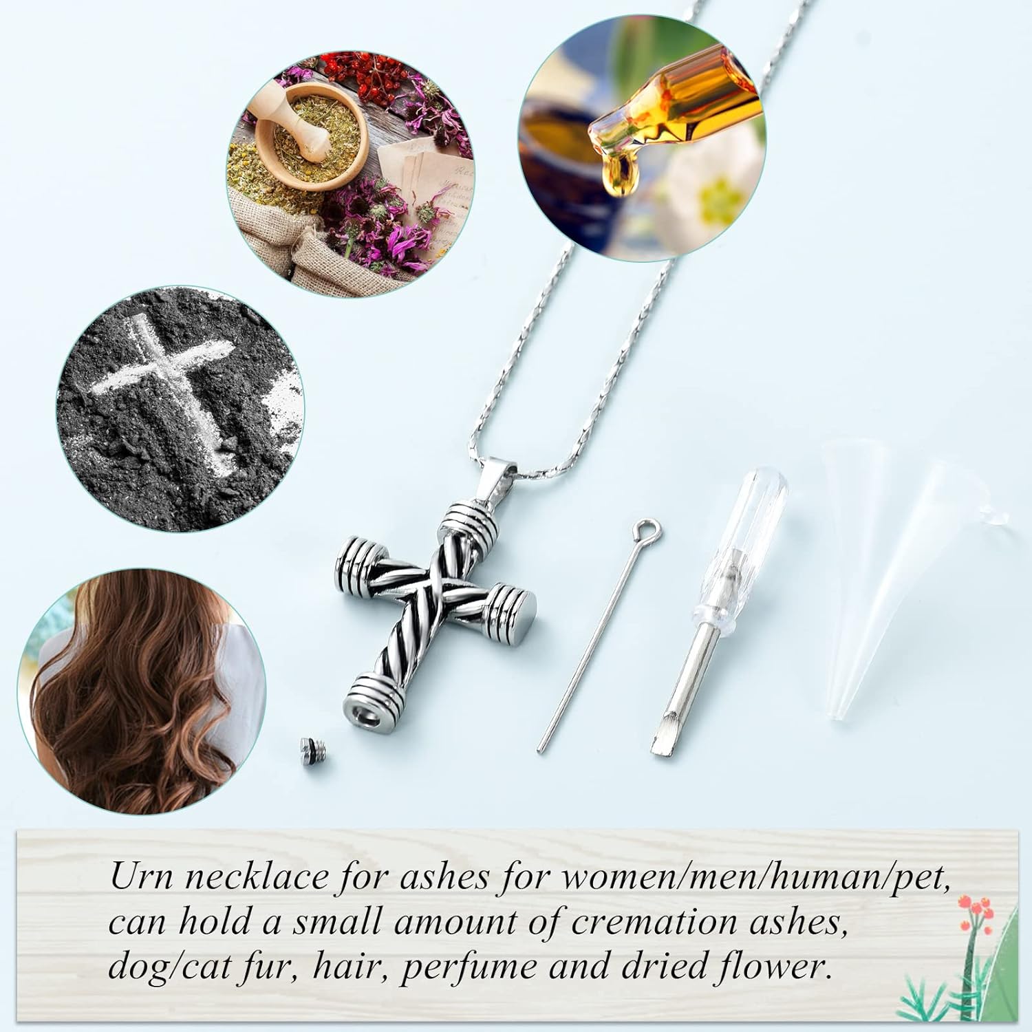 Imrsanl Cremation Jewelry for Ashes Cross Memorial Urn Necklace Pendant Keepsake Religious Cross Ashes Jewelry - Image 5