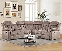 Vista 15 de EBELLO - Juego de sofá reclinable manual, sofá reclinable clásico con brazos y respaldo acolchados, incluye 1 silla reclinable y 1 sofá de 3 Marrón