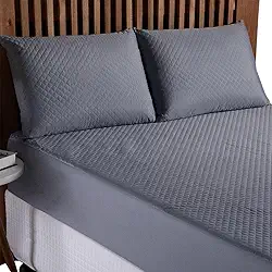 Protetor de Colchão Solteiro Capa Impermeável, Matelassê Ultrassônico 4 Camadas, 188x88x30 cm,Modelo Slip com Elastico 6 CORES (Cinza)
