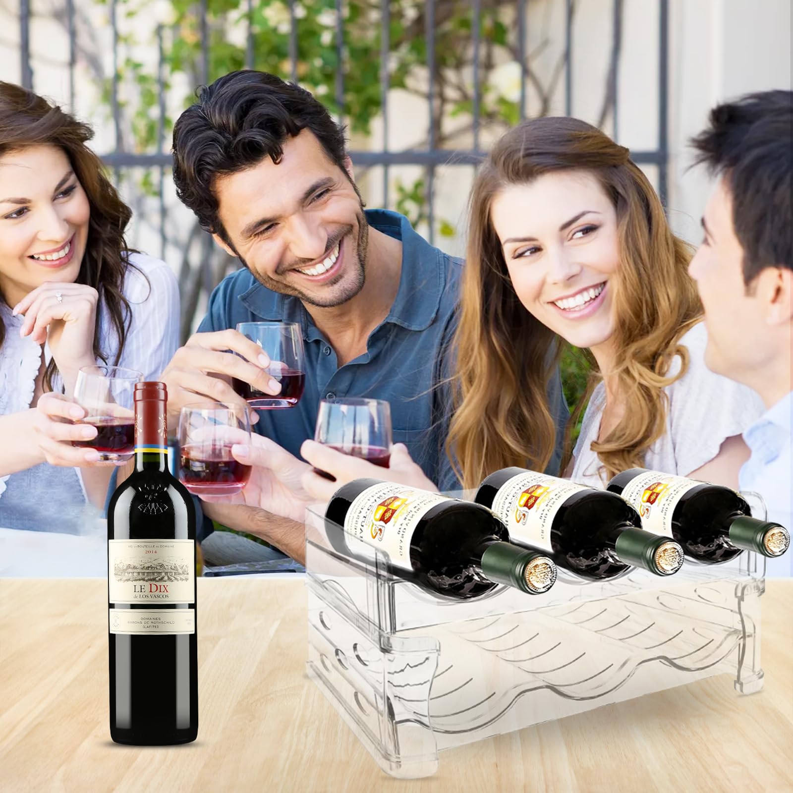 Portabottiglie Impilabile Per Vino E Acqua - Organizzatore Da Cucina Per 6 Bottiglie - Foto 13