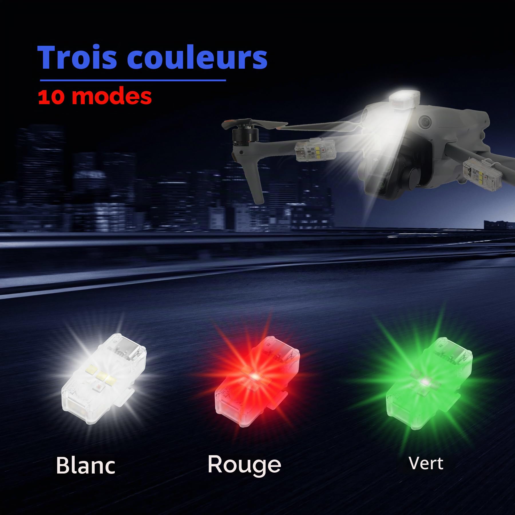 Lumière Stroboscopique, Lumières Anti Collision pour Drone DJI Neo,Flip,Mini 3 4 Pro 4K SE 2,Air 3S 3 2 2S,Mavic 3/2,Spark,FPV,Avata 2,EVO,Lampe Strobe Llight Flash LED Accessoires(2 PCS)