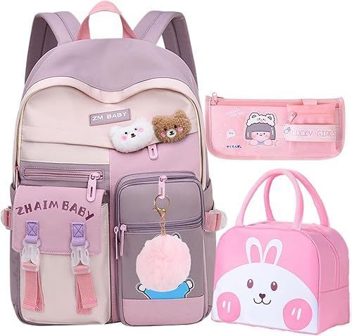 ACEIOT Mochila para niñas, mochila Kawaii para niños con lonchera y estuche para lápices, mochilas escolares para niñas, Mochilas Escolares para
