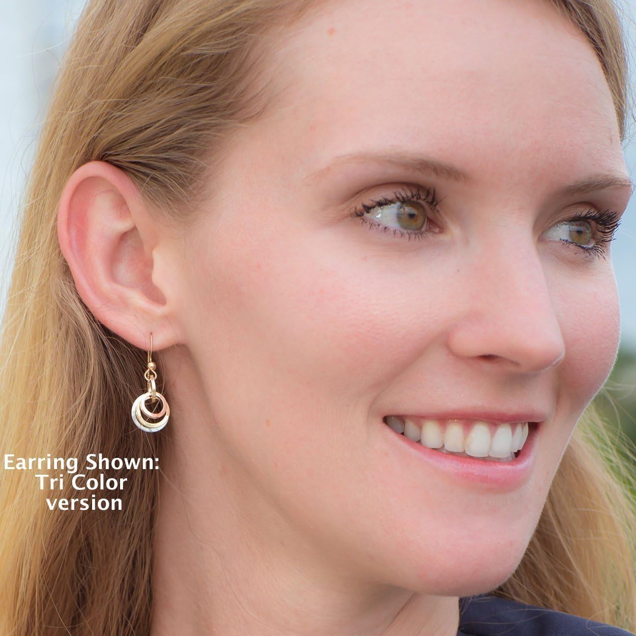 Classy 14K Yellow and Rose Gold-Filled Circle Short Dangle Earrings Classic Daily Jewelry Jewelry Gift for Her - Image 2