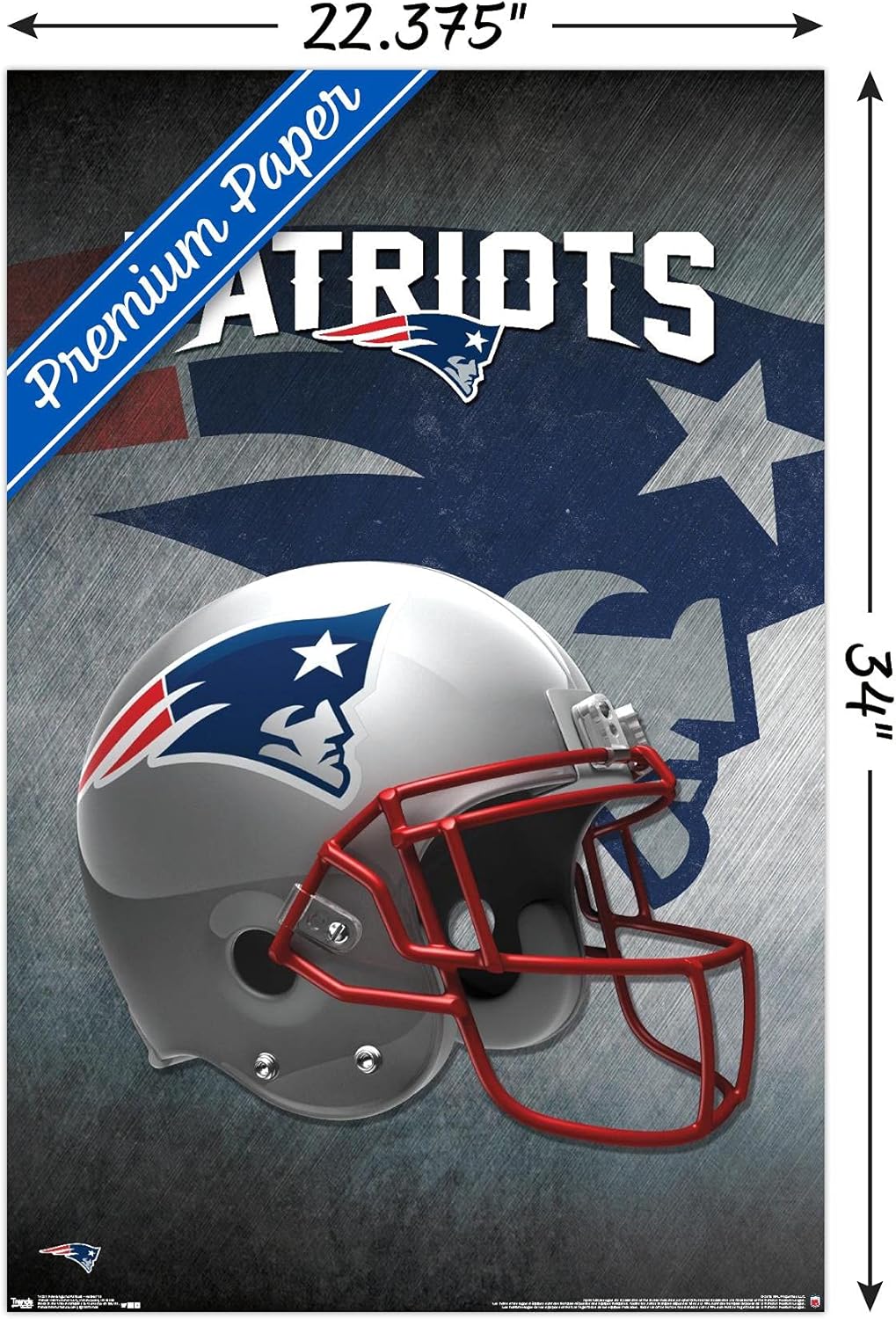 Trends International NFL New England Patriots - Helmet 16 Wall Poster, 22.375" x 34", Premium Unframed Version - Image 3