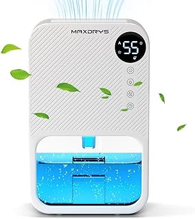 Dehumidifier for Home 128oz 550 Sq. Ft MAXDRYS Small Portable Dehumidifiers for Bedroom Bathroom Basement Closet RV | Ultra Quiet Smart Semiconductor Mini Dehumidifier for Small to Medium Rooms | Sleep Mode 26dB | 24H Timer | 7 Color Ambient Light