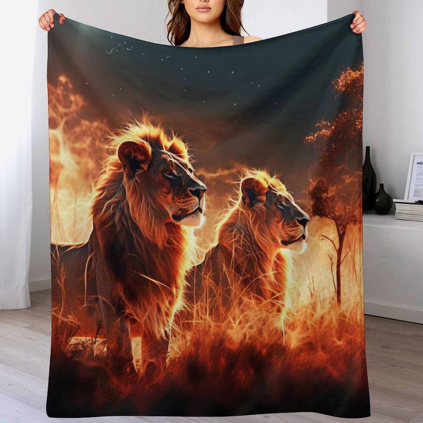 Manta de franela de león 100x130 cm suave para sofá