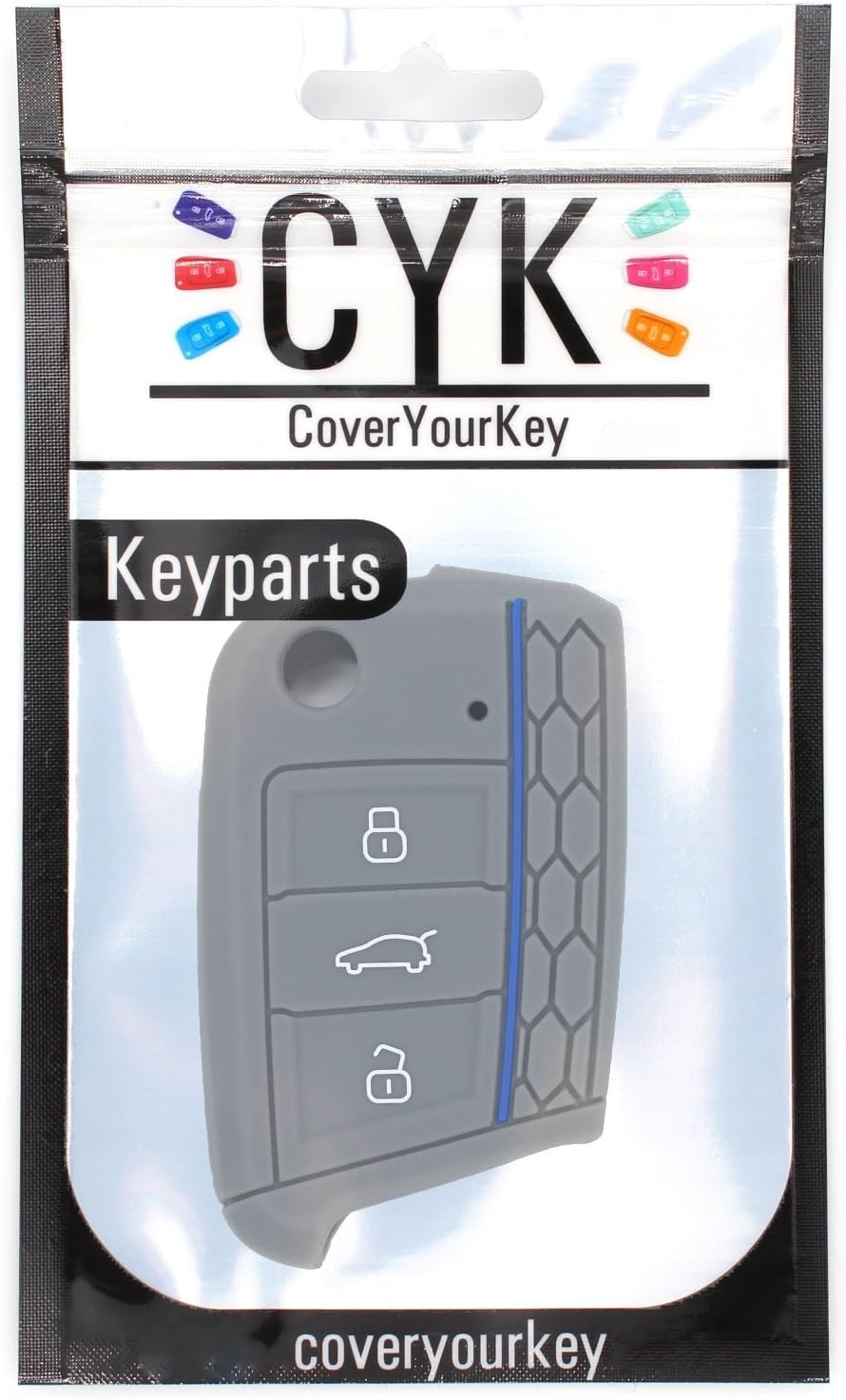Finest-Folia VB silicon car key case for 3 button car key, Aschgrau Blau - Image 5