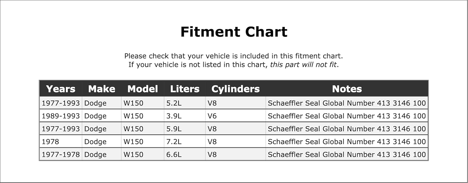 Engine Timing Cover Seal Compatible With Dodge W150 1993 1992 1991 1990 1989 1988 1987 1986 1985 1984 1983 1982 1981 1980 1979 1978 1977 P-2588236
