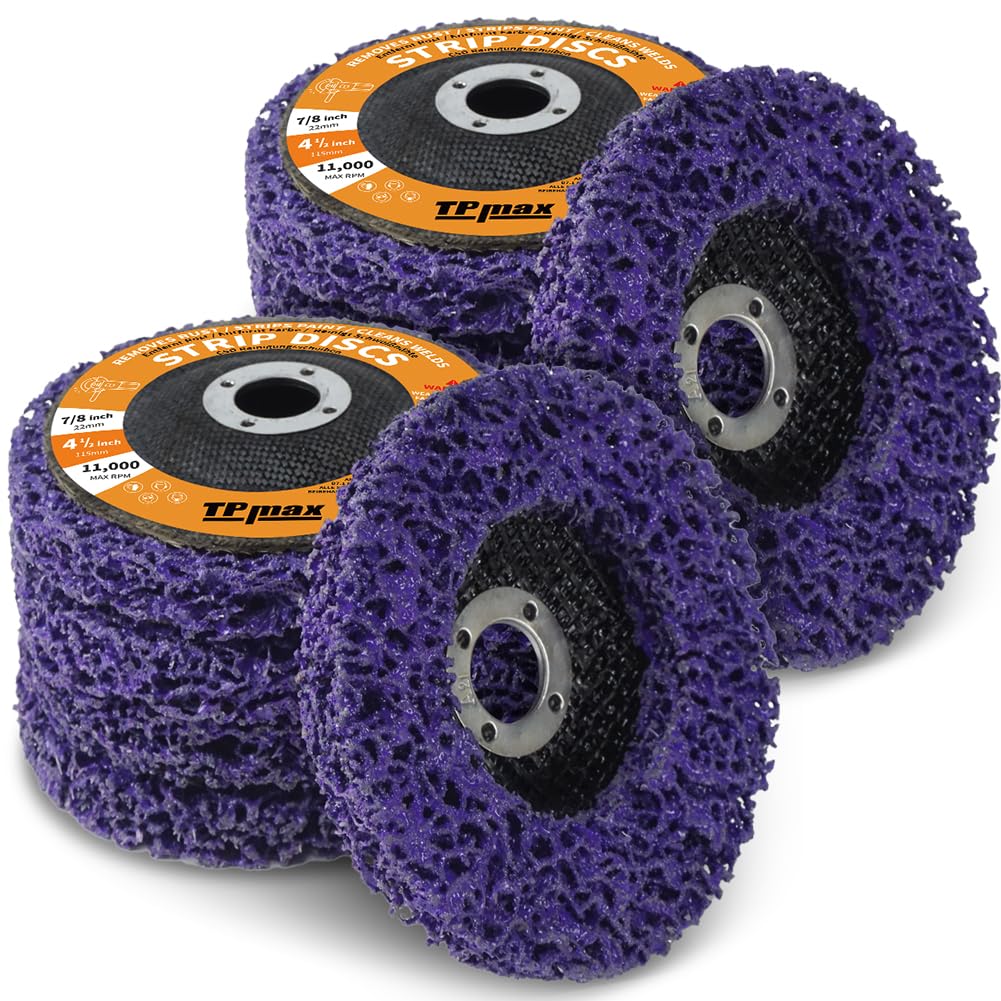 115mm 4.5 Inch Strip Discs Stripping Discs Rust Remover Wheel Remove Paint and Oxidation Poly Strip Wheel Disc Abrasive Angle Grinding Wheel - 10 Pack(Purple)