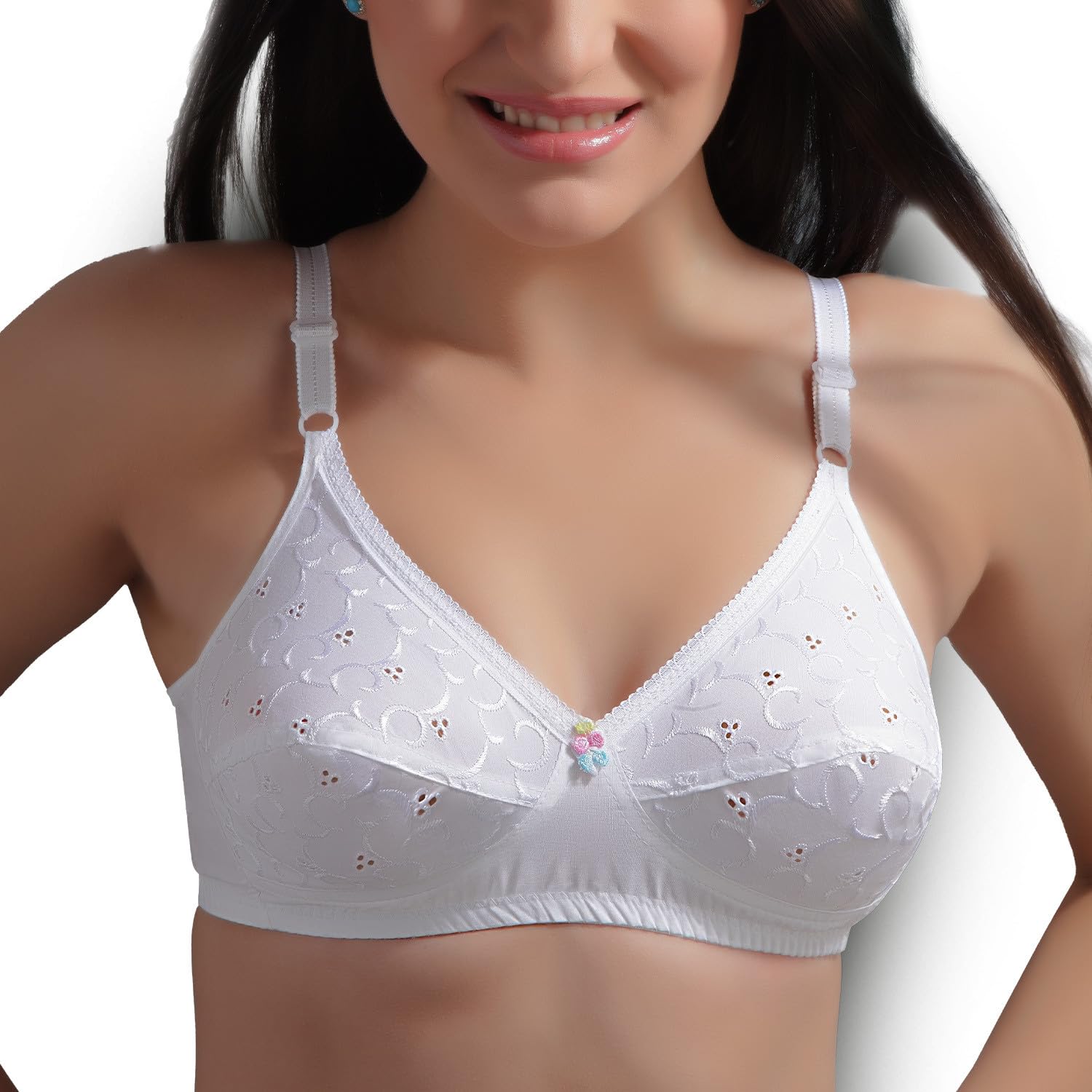 new look Newlook Collegain Elastic Straps Non Padded Cotton Bra | Medium Cups Band Fullcoverage,Wired- Free Everyday Regular Wear Bra-picture-52