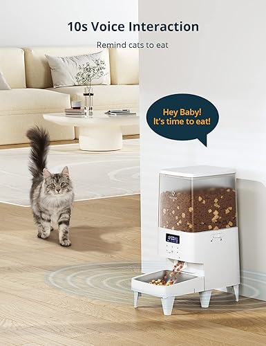 Miniatura 7 de PETEMPO - Comedero automático para gatos, comedero para perros de 5 litros, diseño antiatascado y llamada de comidas de 10 segundos, comedero