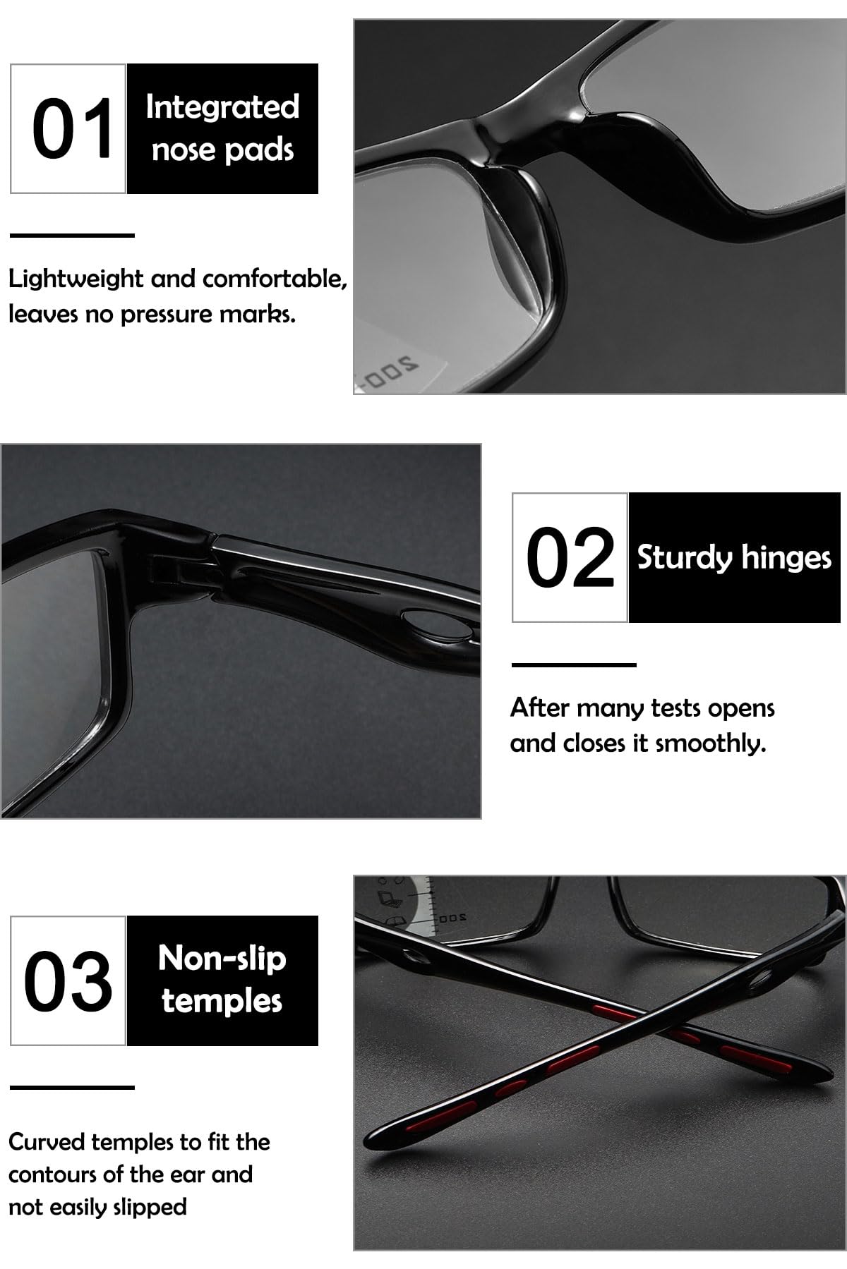KOOSUFA Sport Lesebrille Anti Blaulicht Herren Damen Rechteckiger Arbeits Lesebrillen Lesehilfe Computerbrille Anti Müdigkeit Brille mit Stärke 0.0 1.0 1.5 2.0 2.5 3.0 3.5 4.0