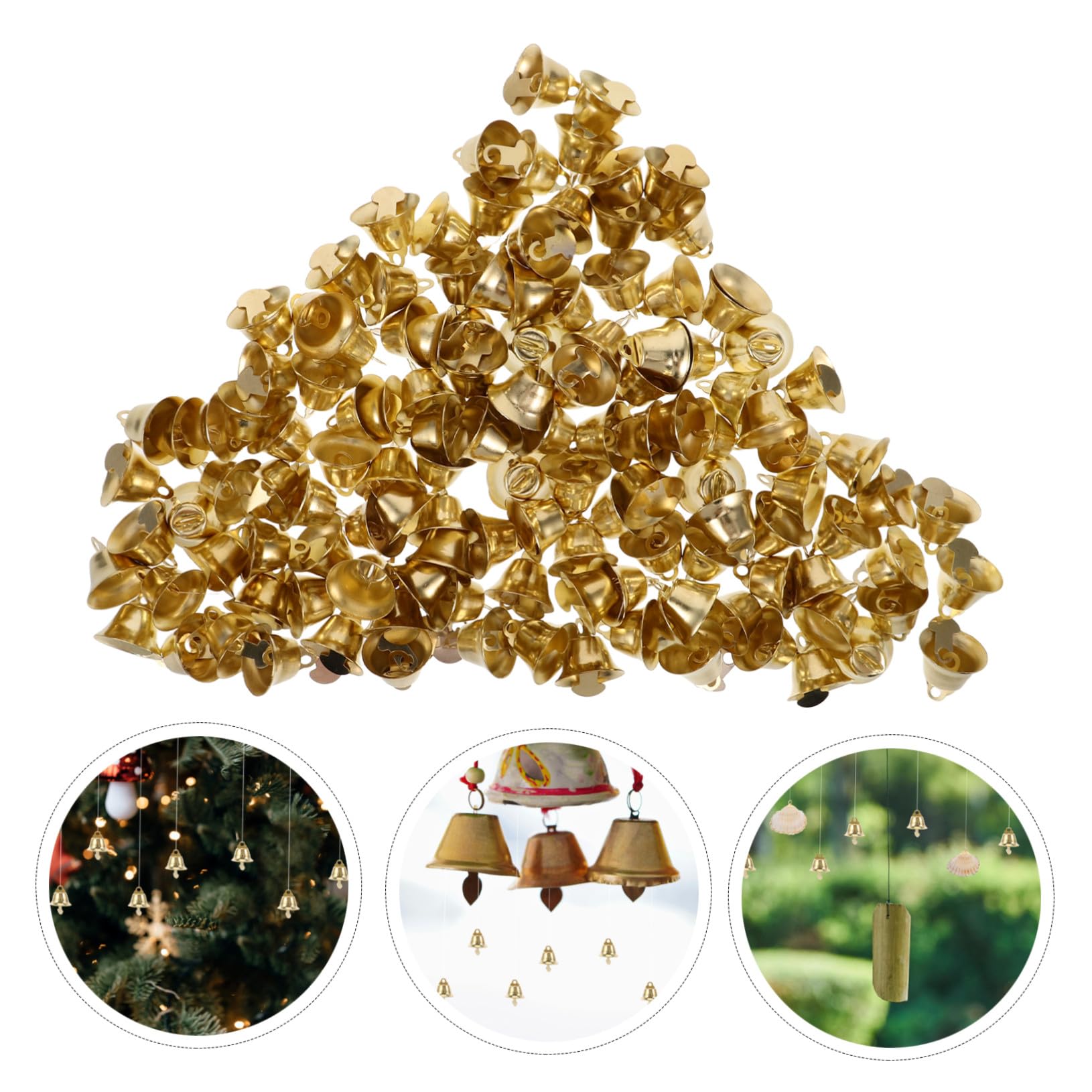 Toyvian 120 Piezas Decoración De Campana Dorado Mini Colgante De Campana Navideña Accesorios para Campanillas De Viento DIY para Árbol De Navidad