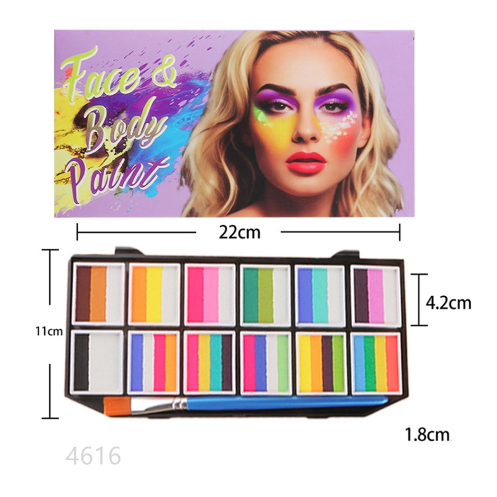 paleta de pintura corporal Pintura facial, pintura corporal, paleta de maquillaje arcoíris(4616)