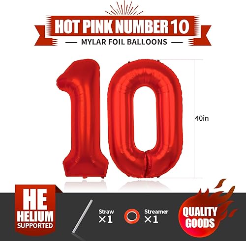 Miniatura 2 de Giant, Red 11 Balloons Number Set - 40 Inch Red Number 11 Balloon for 11th Birthday Decorations for Boys Number 11 Balloons For Birthdays Party