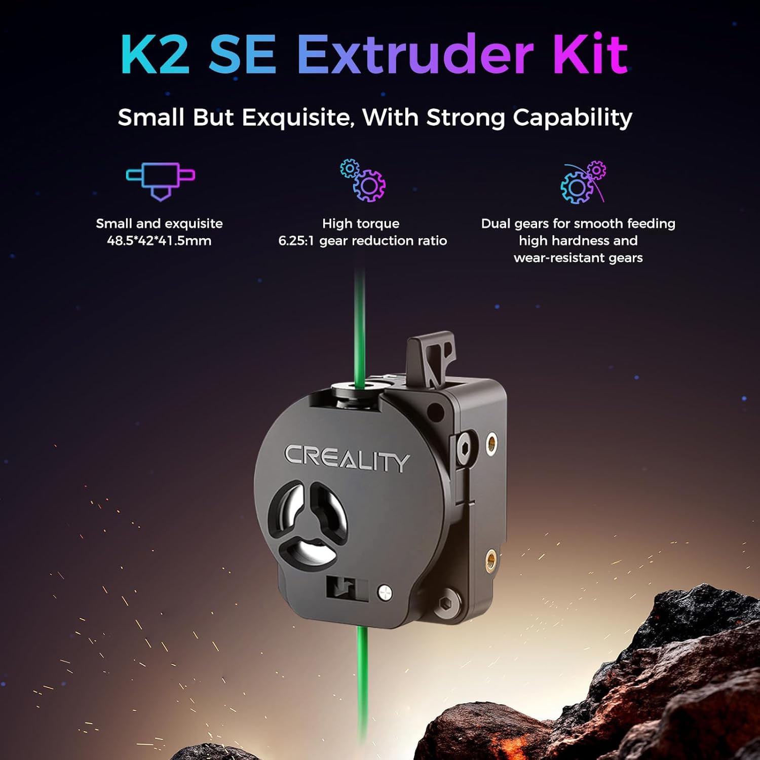 Creality Official K2 SE Extruder Kit, Original 80N Strong Extrusion Force Extruder, Built-in Filament Break Sensor, High-Hardness Dual Gears for Smooth Feeding, Compatible with Creality K2 SE