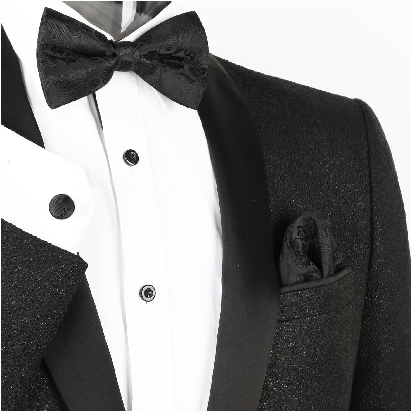 Mens Paisley Bow Tie, Pocket Square, Cufflinks Set