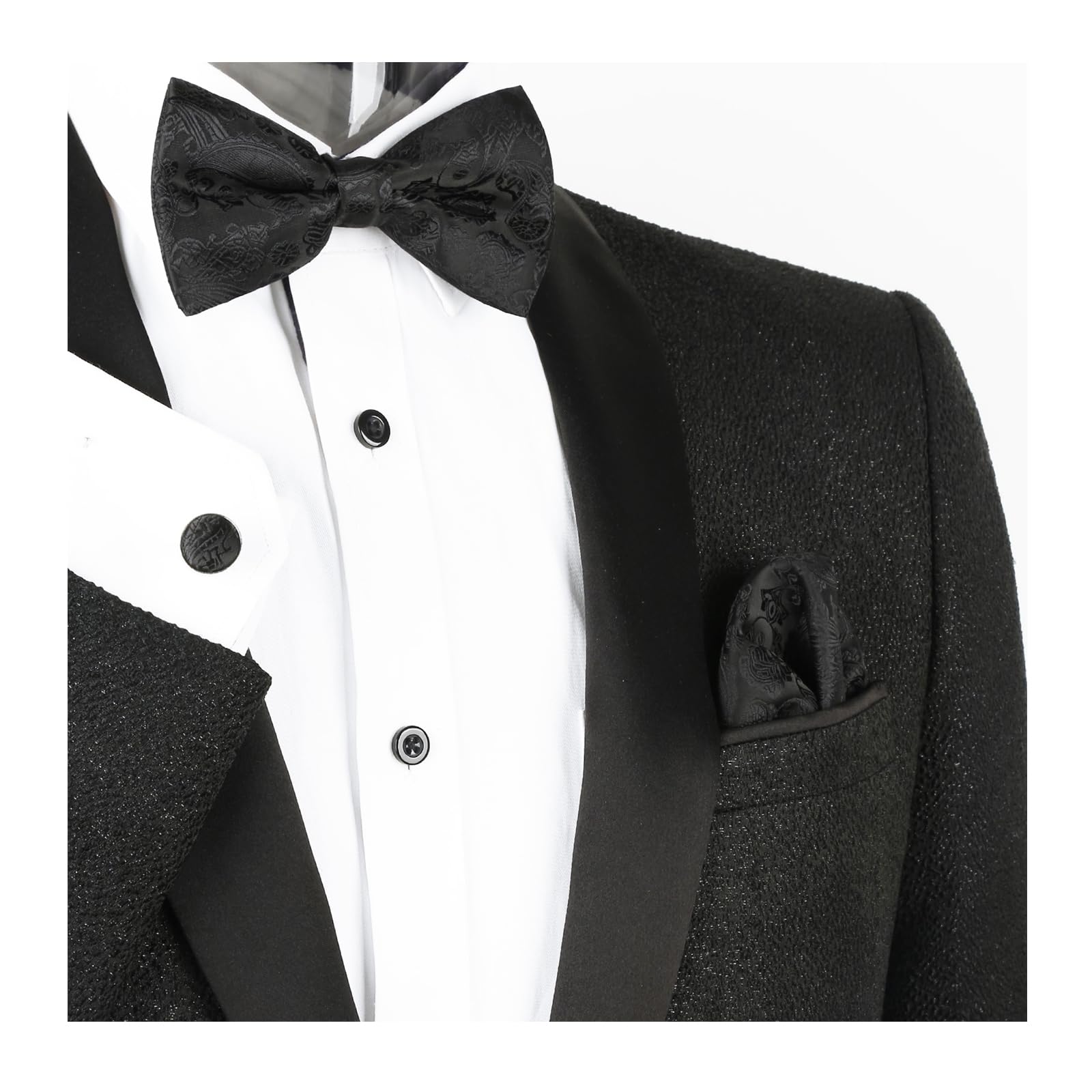 Mens Paisley Bow Tie, Pocket Square, Cufflinks Set