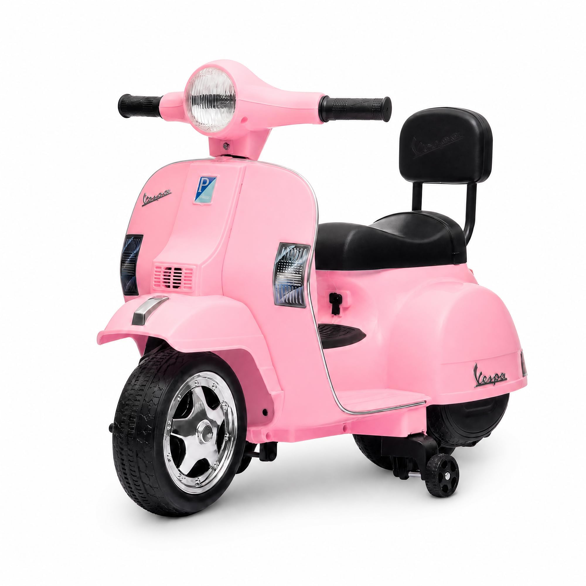 Licensed Vespa Kids Electric Scooter, 6V 4‑Wheel Toddler Ride on Motorcycle