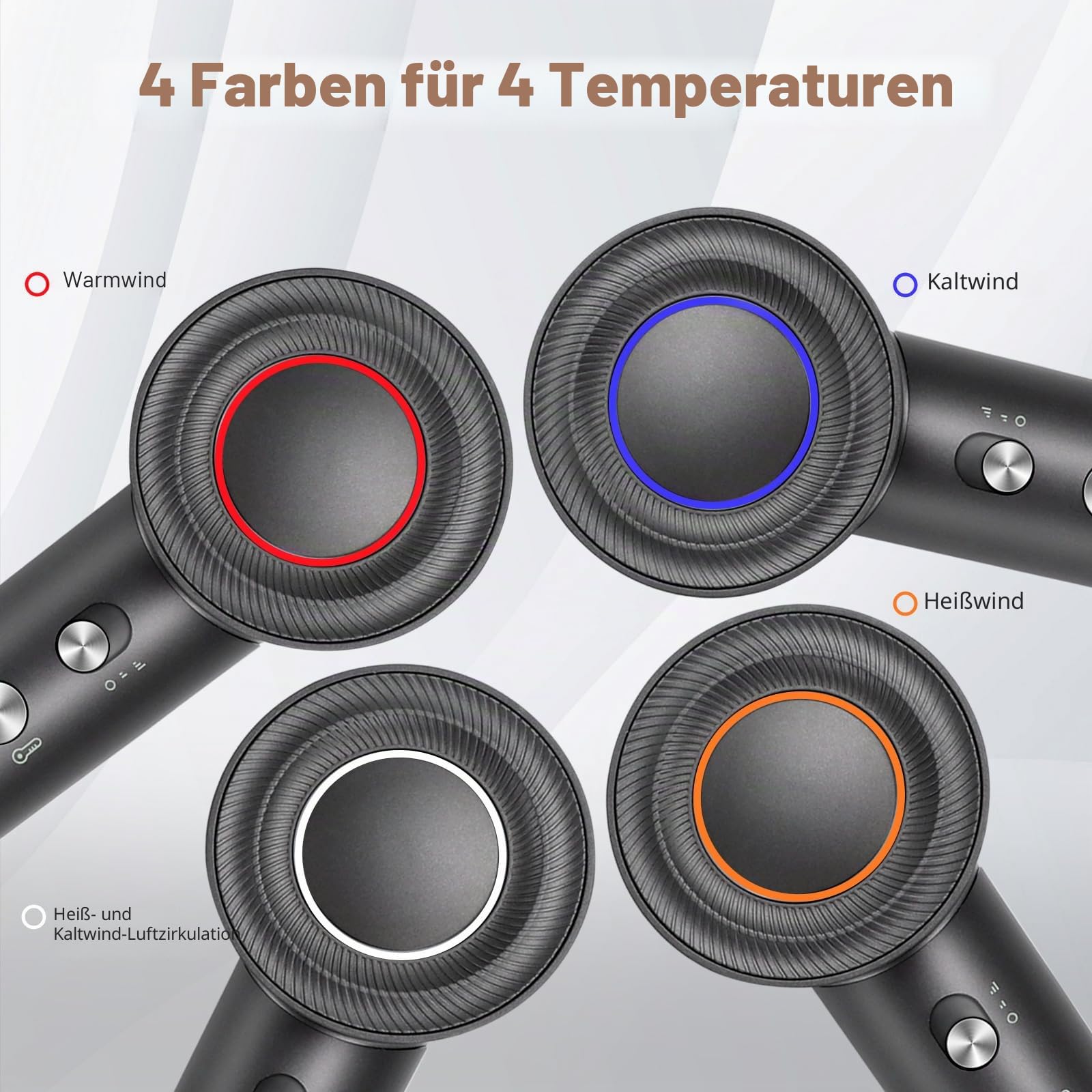 Aigostar Haartrockner, 110.000 U/min, 65 m/s Professioneller Hochgeschwindigkeits Föhn mit 200 Millionen negativen Ionen für schnelles Trocknen, 55dB Leise Fön mit Magnetischem Düse & Diffusor