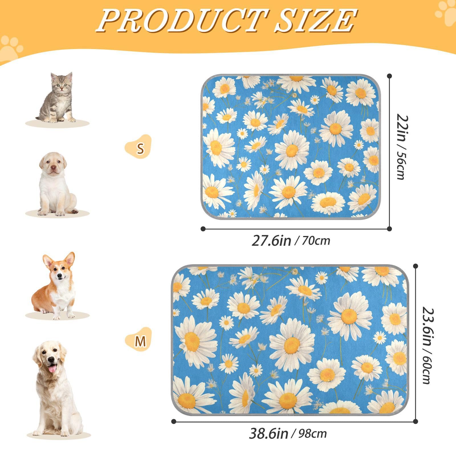 siphylline White Daisies Flowers Summer Cooling matt Self Cooling cat Bed Outdoor for Bunny Travel Washable Manta Fria para Perros S