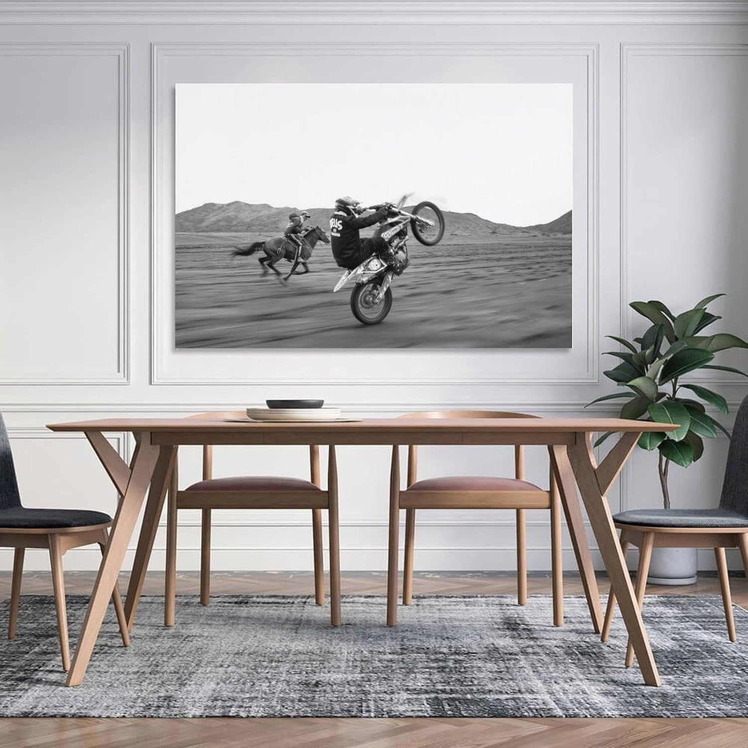 HBXZWBD Horsepower Black And White Motorcycle Race Poster Canvas Posters Wall Art Decor Print Picture Paintings for Living Room Bedroom Decoration Unframe-style 20x30inch(50x75cm)