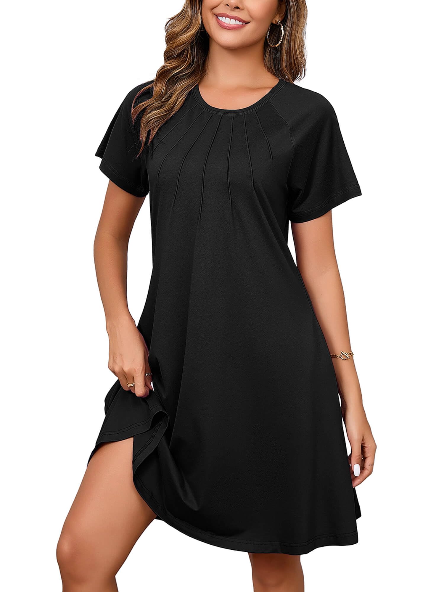 Heymoments Short Sleeve Crewneck Summer Dresses for Women