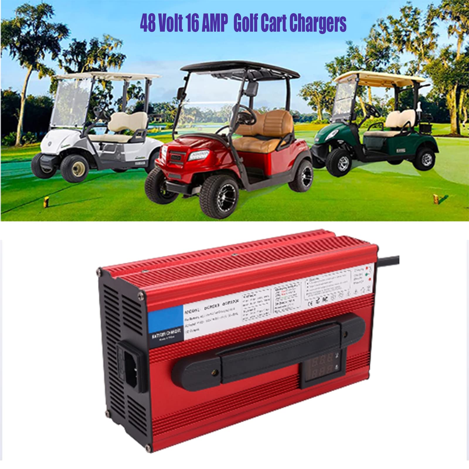 Reemplazo del Cargador De Batería del Carrito De Golf De 48 Voltios Y 16 Amperios para La Carga De La Luz LED De Estado del Carrito De Golf del Coche del Club De 48 Voltios