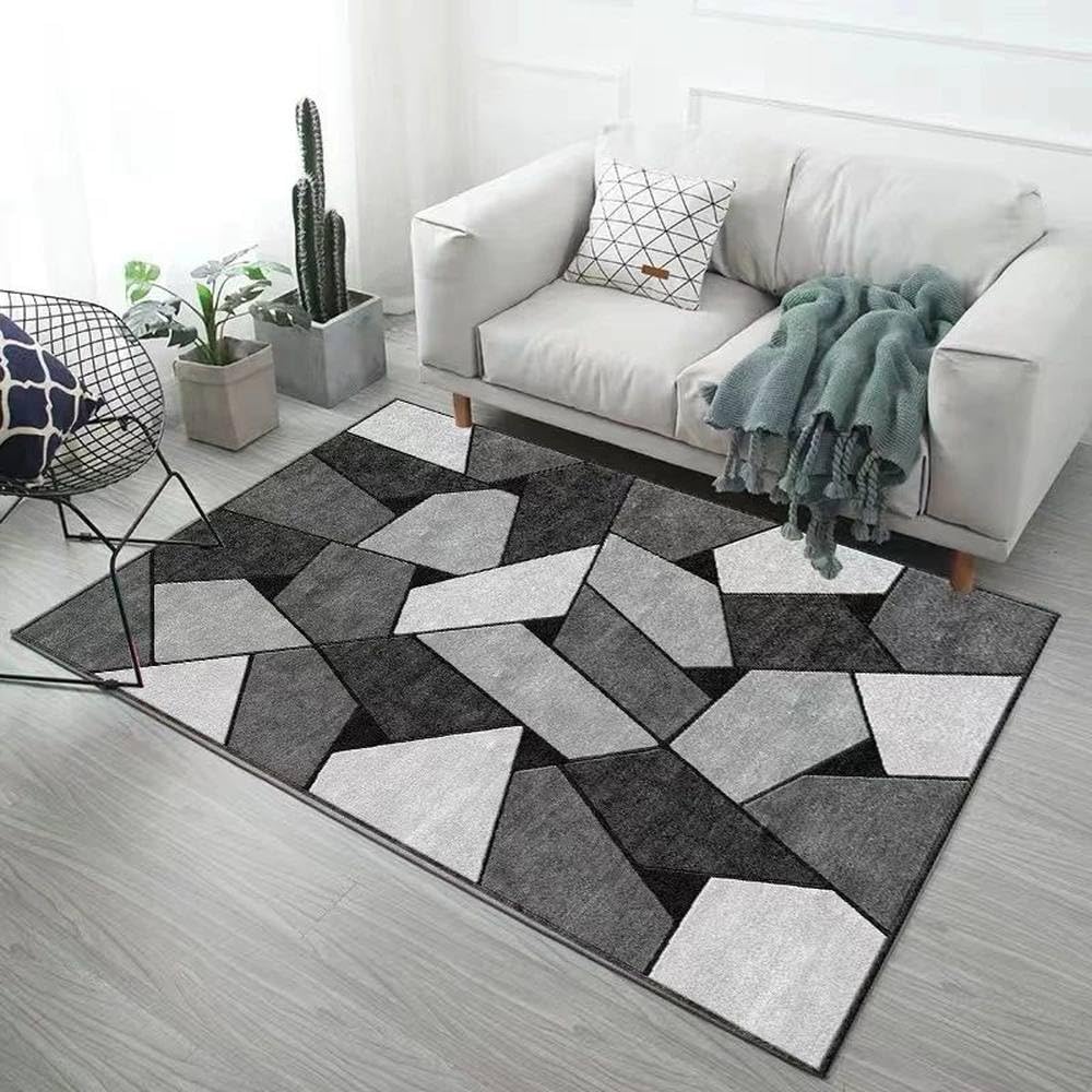Tapis de salon noir moderne 80x120 cm de luxe français pour table basse et chambre vintage