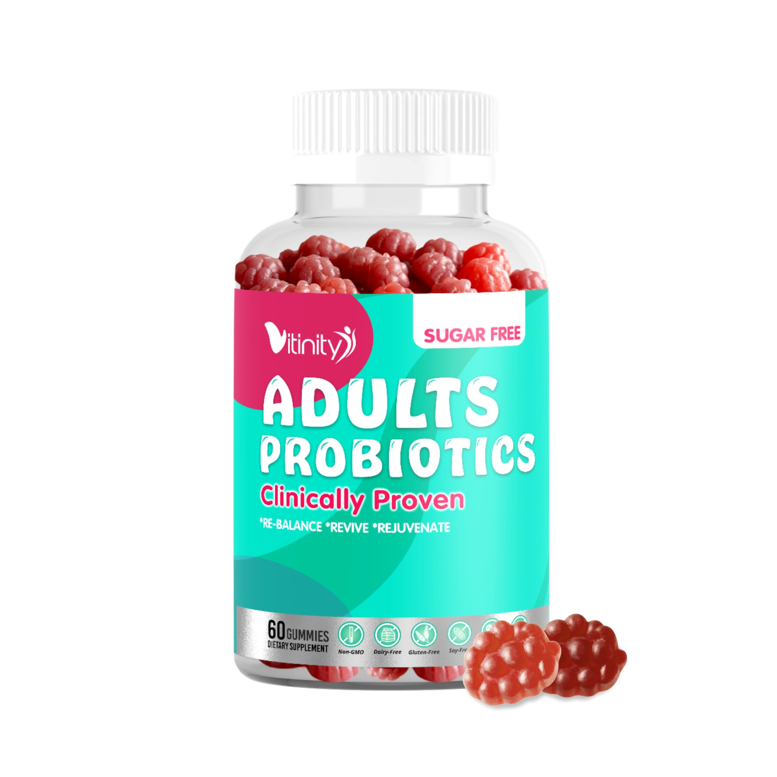 Probiotics NU10 Adults Gummy Supplement,Clinically Proven to Regulate Gut-Brain axis, Alleviate ASD Symptoms,Healthy Digestive System & intestinal Tract.(30 Day Supply)