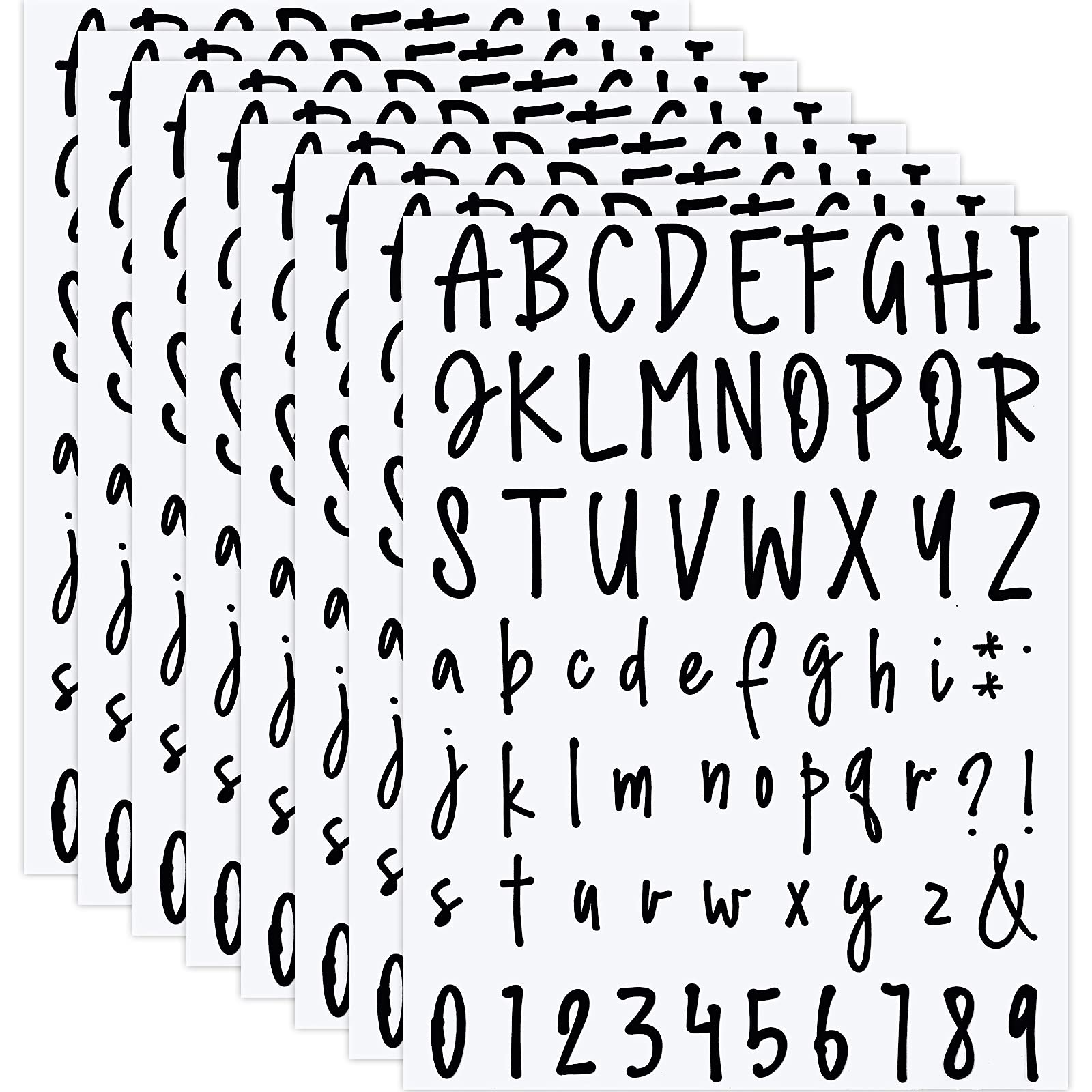 552 Pcs Letter Stickers 8 Sheets Alphabet Number Stickers, 1 Inch, Black