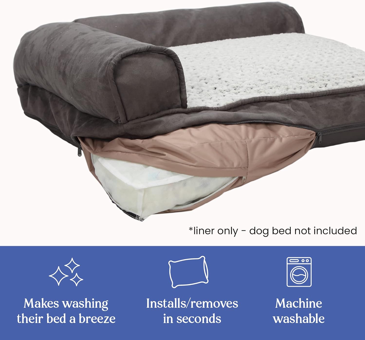 4Knines Large Waterproof Dog Bed Liner, Tan, 2 Year Warranty BigaMart