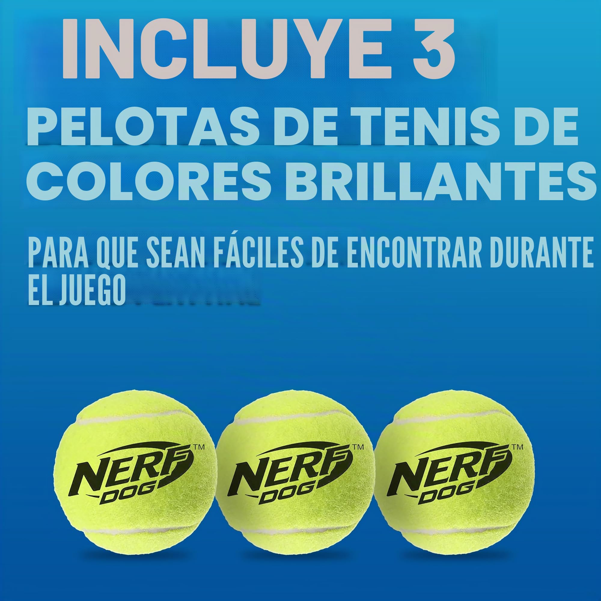 Nerf Dog Juego de Regalo de Juguete para Perros de Pelota de Tenis, Lanzador de Pelotas de Tenis para Perros de hasta 50 pies, Lanzador de Pelotas de Perro para Todas Las Razas, Incluye Lanzador de