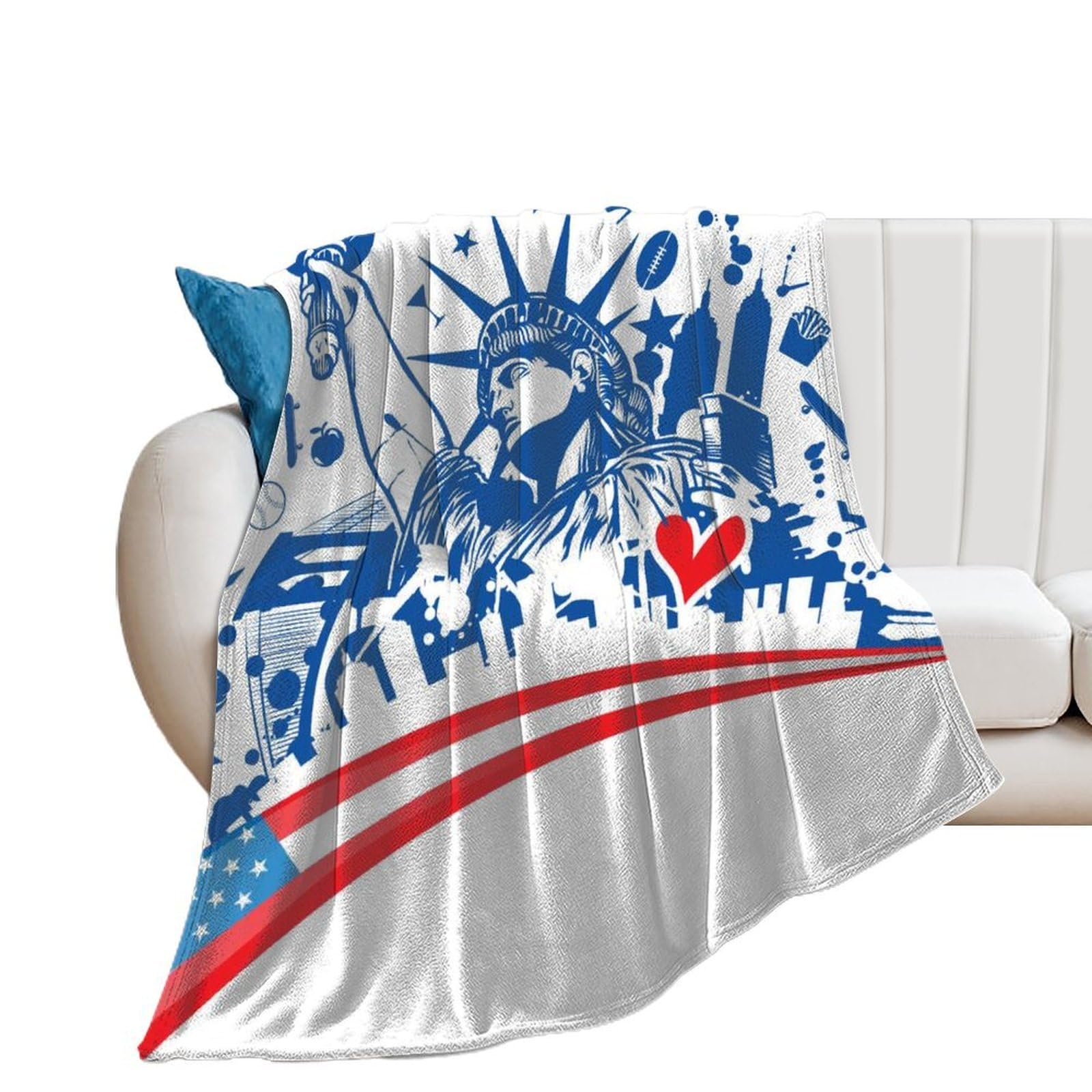 Jeté de canapé Amérique 150x200 couverture polaire flanelle douce pour l'hiver