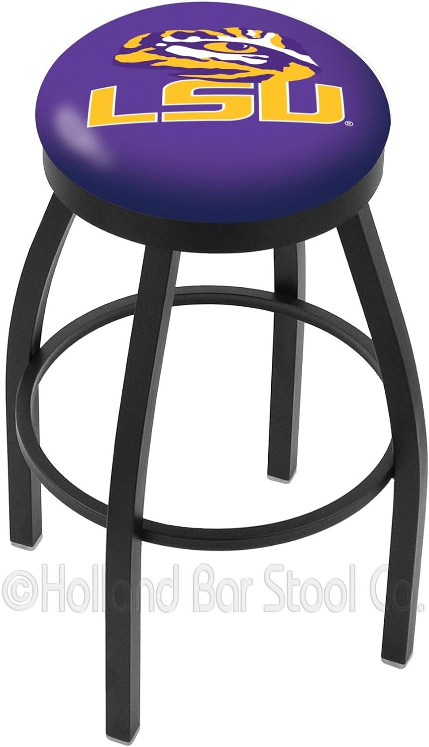 25" L8B2B - Black Wrinkle Louisiana State Swivel Bar Stool with Accent Ring by Holland Bar Stool Company
